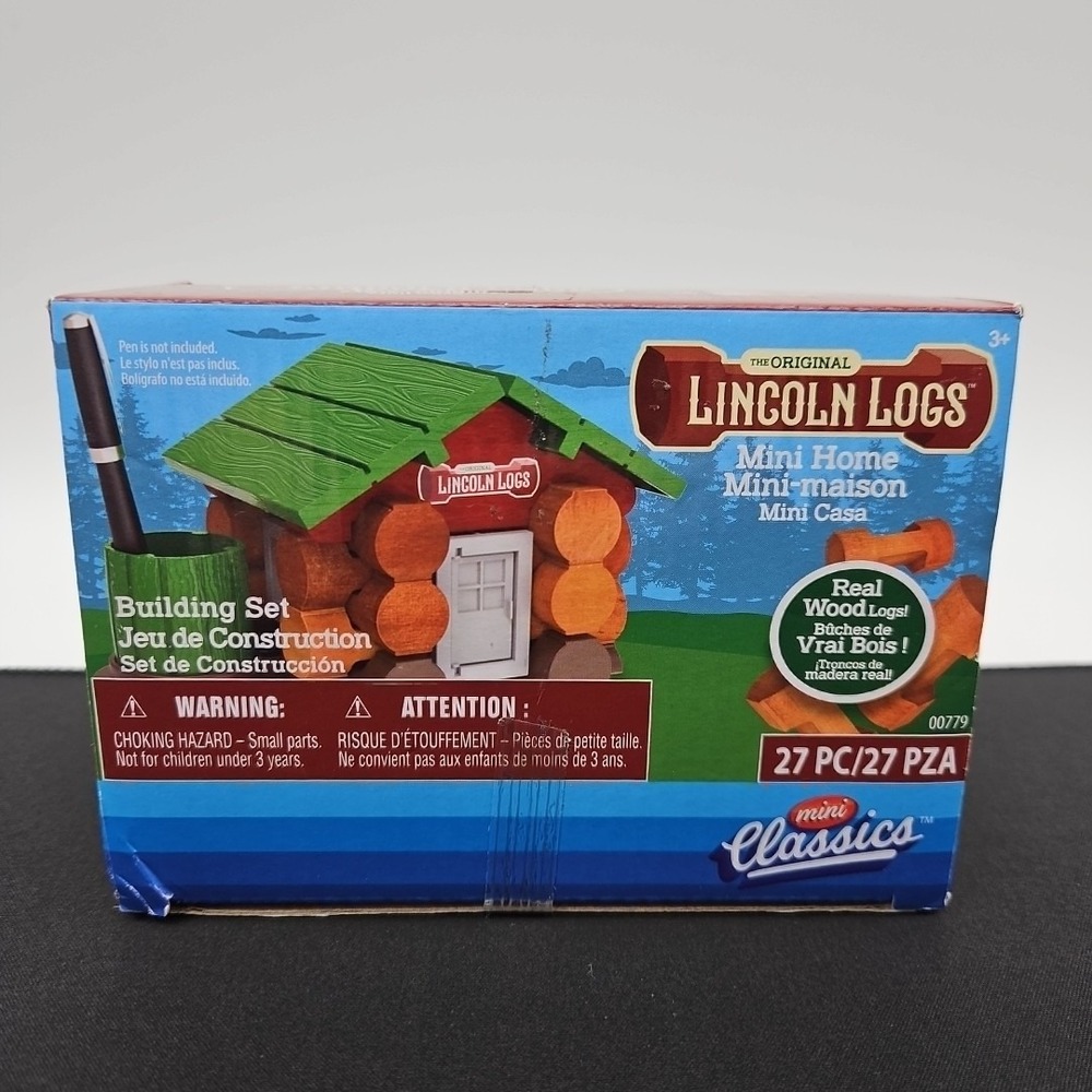 Original Lincoln Logs Mini Home 27‎ PC Building Set Mini Classics Real Wood Logs